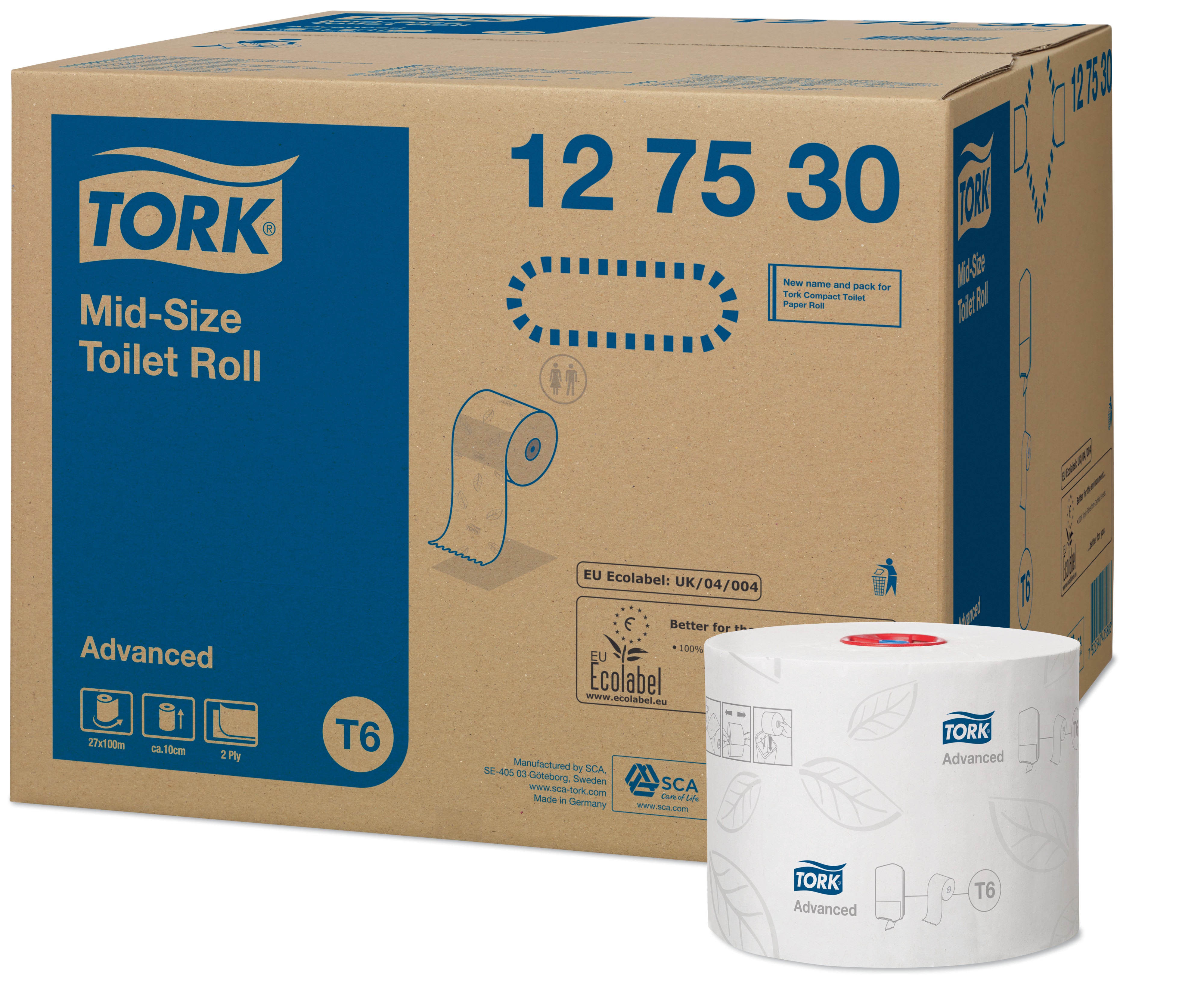 54263 Tork mid-size toiletpapier 2-lgs wit T6 27 stuks (127530)