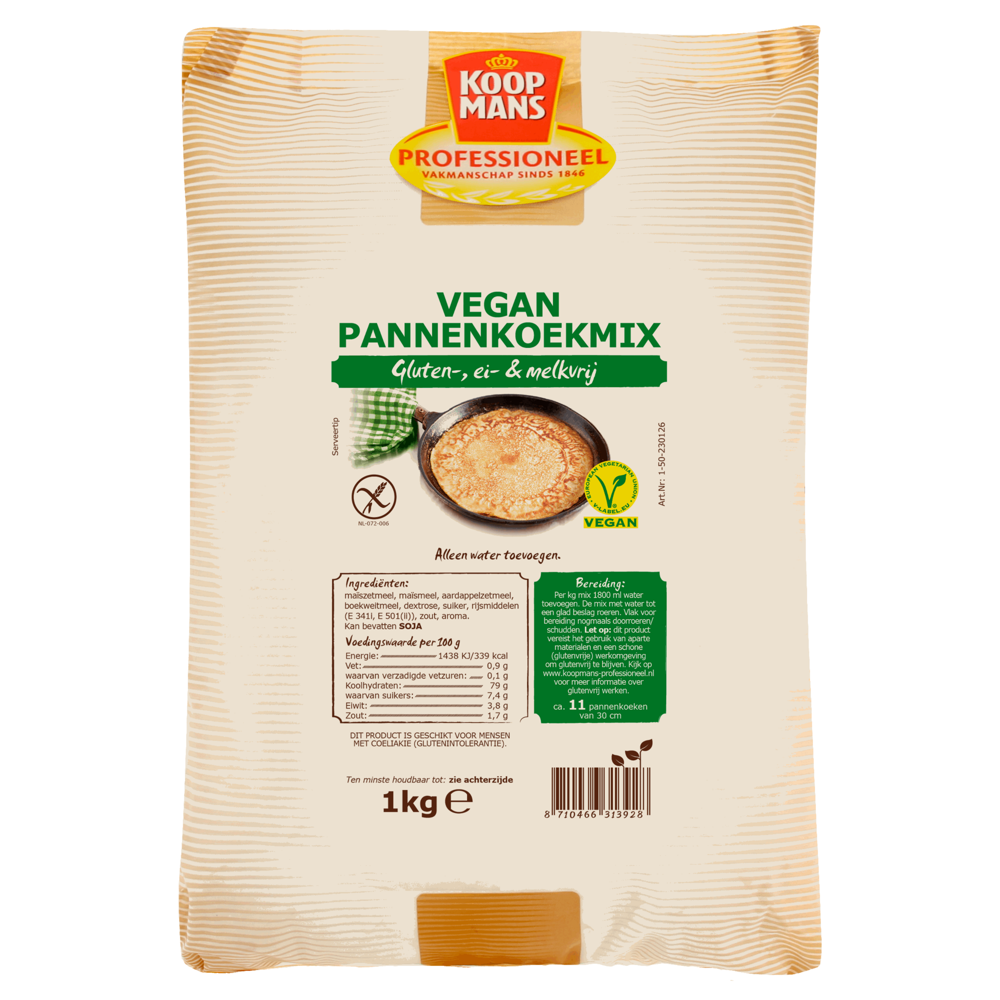 60341 Eierpannenkoekenmix vegan en glutenvrij 6 x 1 kilo