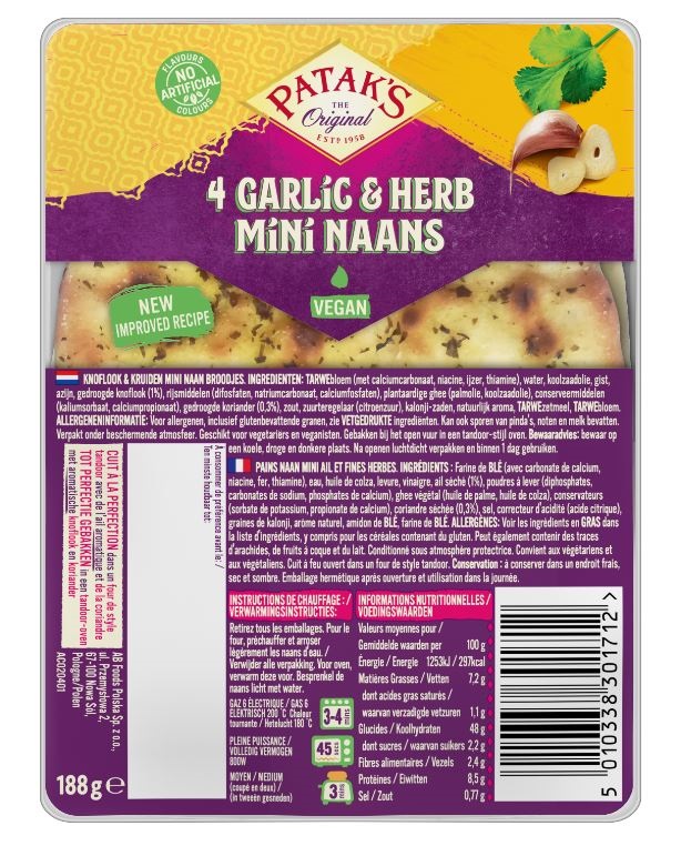 77348 Naanbrood mini garlic koriander 6x188 gram